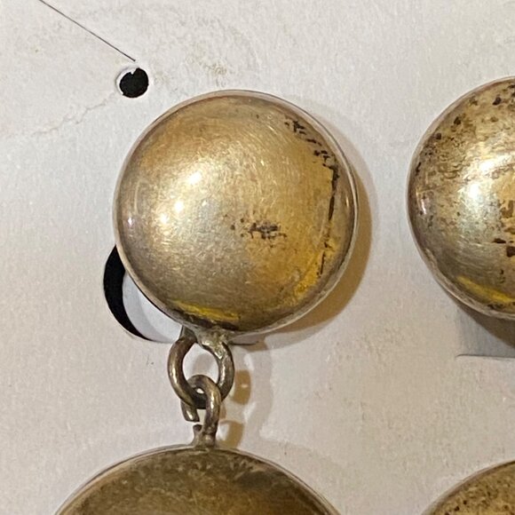 1.5" x .75" Vintage Sterling Silver Mexico Dangle Pierced Earrings - Picture 4 of 10